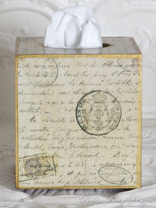 Antique Script Tissue Box Cover
