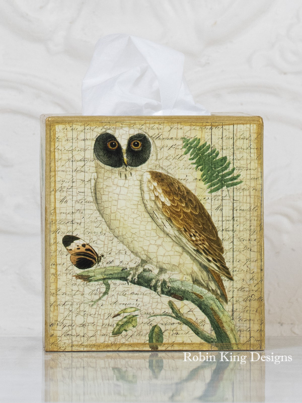 Antique Owl Tissue Box Cover