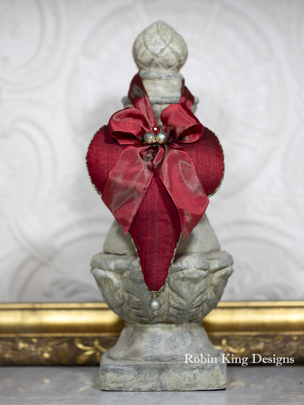 Heart Sachet Red Silk with Red Ribbon