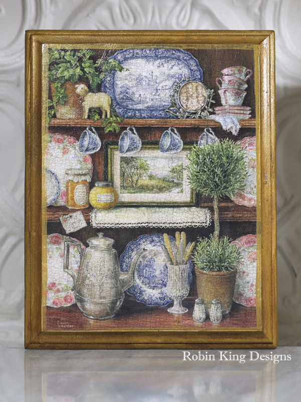 Decorated Hutch  Painting Plaque 11 by 14 Inches
