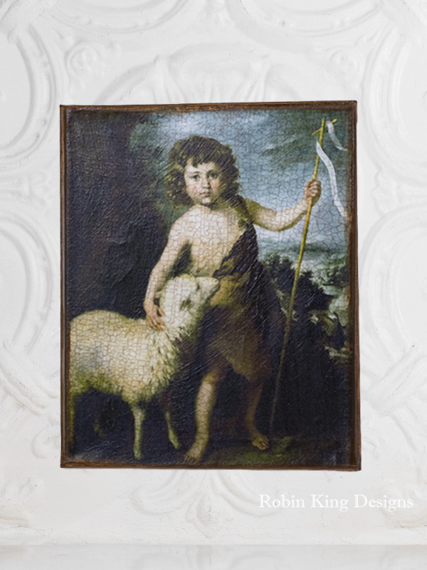 John the Baptist with Lamb 8 by 10-inch Decoupage Canvas Art