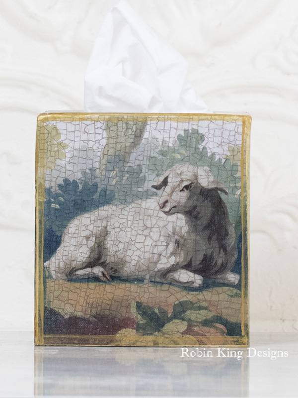 Lamb Tapestry Tissue Box Cover