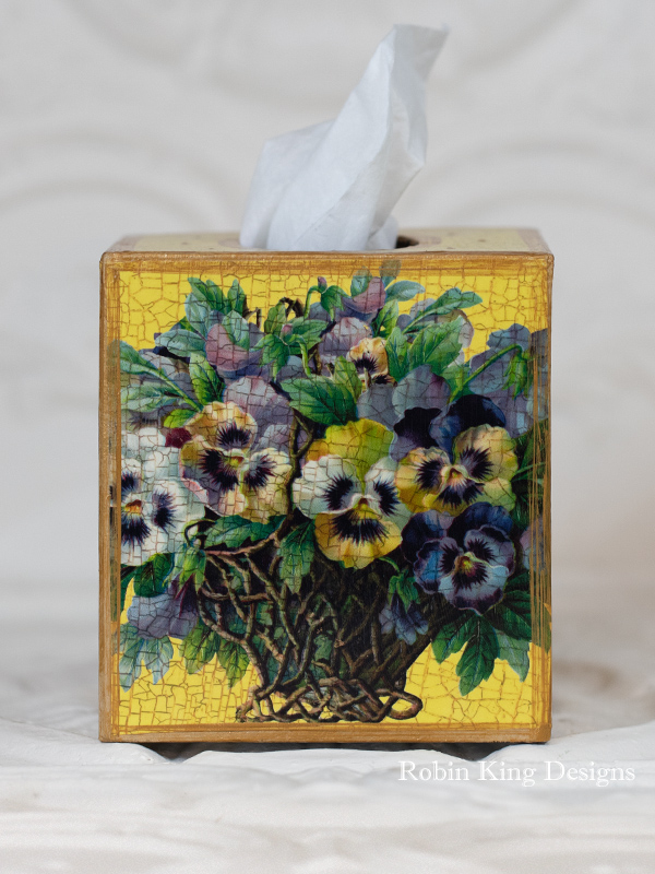 Pansy Tissue Box Cover Yellow