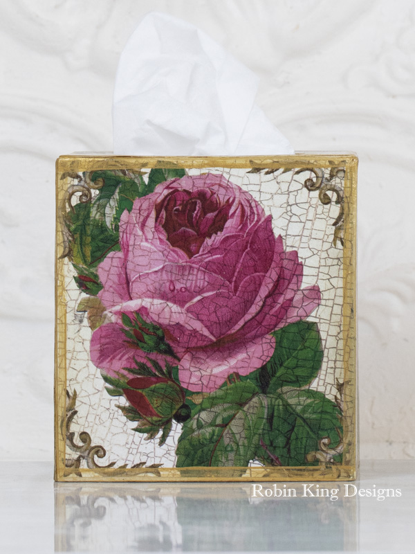 Pink Rose Tissue Box Cover
