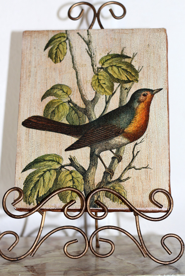 Robin 8 by 10-inch Decoupage Canvas Art