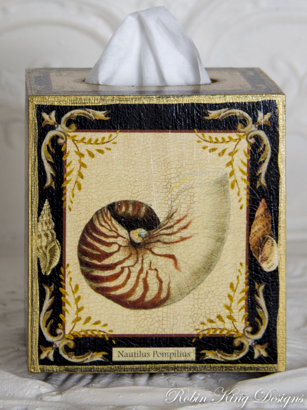 Shell Design with Black Tissue Box Cover