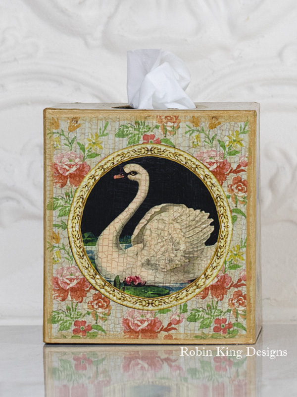 Swan Floral Tissue Box Cover