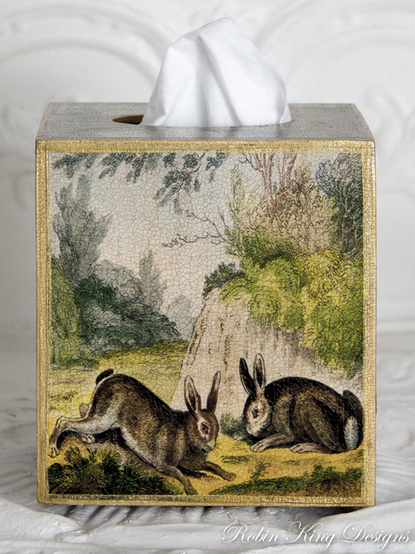 Two French Rabbits Tissue Box Cover